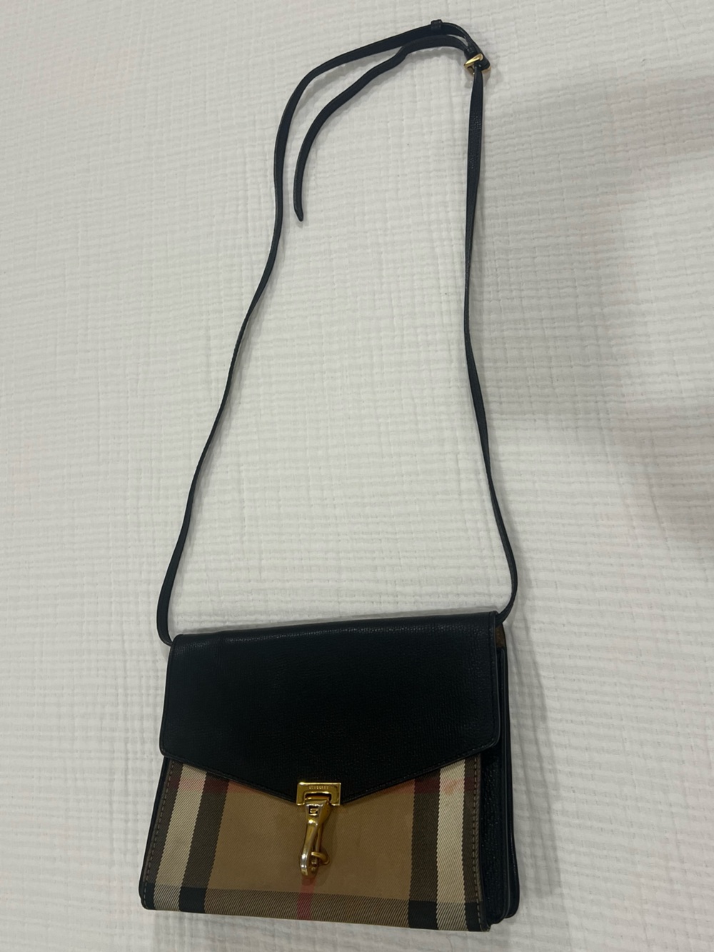 Black and Tan Crossbody Shoulder Bag with Gold Hardware